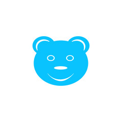 Smiling teddy bear icon flat.