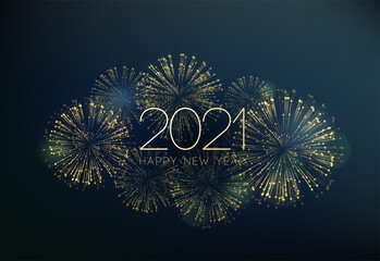 2021 New Year Abstract background with fireworks. Vector