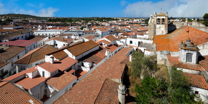 View over Serpa city and Santa Maria Church, Serpa, Alentejo