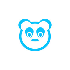 Baby panda face icon flat.