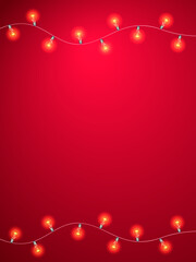 Light bulbs garland on a red background. Vector stock illustration for poster or banner