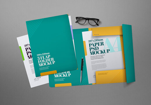 3 Flap Folder Mockups