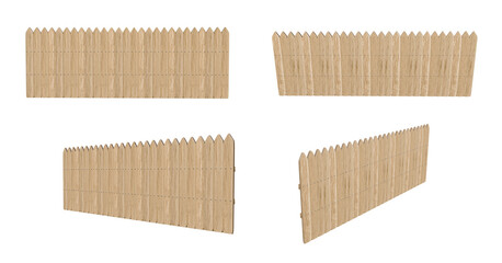 3D Wooden fence at ranch isolated over white background with clipping path