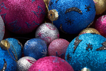 Colorful christmas tree toy. Happy New Year or Xmas background