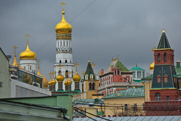 Fototapeta na wymiar Orthodox Assumption Cathedral on the territory of the Moscow Kremlin, Russia.