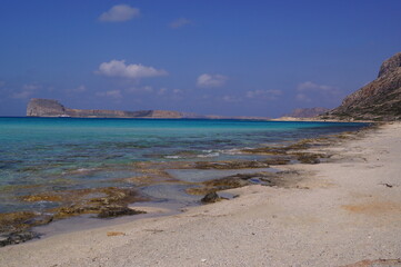 Golden sand of Balos Beach in Kissamos, Crete (Greece) 