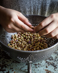 hands holding beans