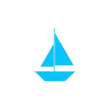 Sail boat icon flat.