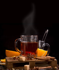 hot tea with orange slices