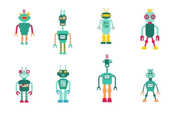 Fototapeta premium Retro robots vector set