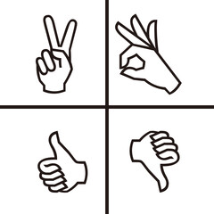 HAND GESTURE LINE ICON, Hand icons set. Stroke outline style. Vector. Isolate on white background. 