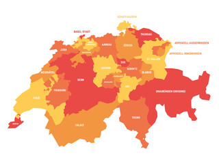 Switzerland - map of cantons