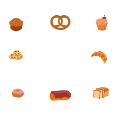 Flour products, buns, square-shaped, the vector graphics