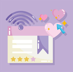 social media, website internet connection in cartoon style