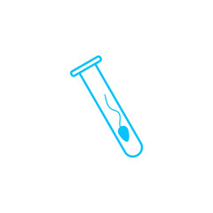 Sperm in test tube icon flat.