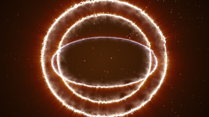 3d rendering of abstract ring background with luminous swirling backdrop.
