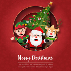 Merry Christmas and Happy New Year, Postcard of Santa Claus and friends, Paper cover