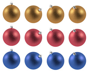 Christmas balls isolated. Assorted glass balls. Round shape.