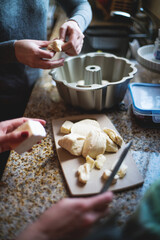 Cooking together - dough and butter.