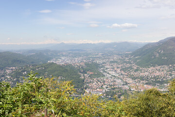 Fototapeta na wymiar view from the top of the mountain in Como lake.