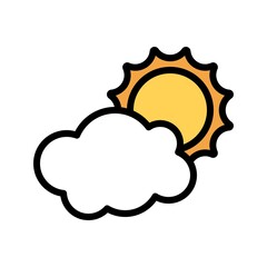 Sun behind cloud icon, Thanksgiving related vector