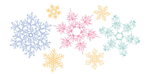 beautiful fluffy snowflakes ice winter art vector