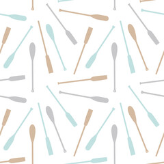 Seamless pattern with oars paddle silhouette