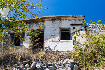 Abandoned earthquake damaged house on Crete, Greece