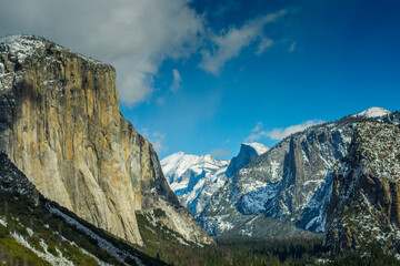 Yosemite Valley View in winter season, Yosemite National Park, California