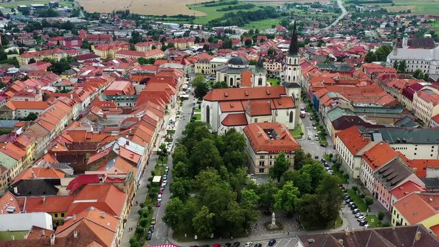 Aerial view of the historic center in Levoca, Slovakia