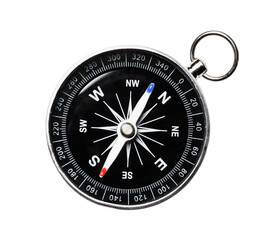 Metal Navigational Compass isolated on a white. Directly above
