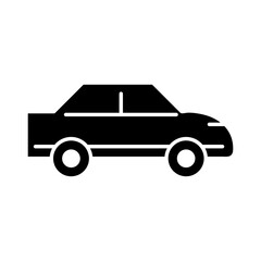 car sedan transport, side view silhouette icon isolated on white background