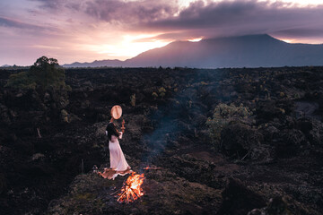 Shaman Woman With A Drum In Nature