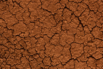 Brown Dried Cracked ground close up. Grunge background. Drought on the earth.
