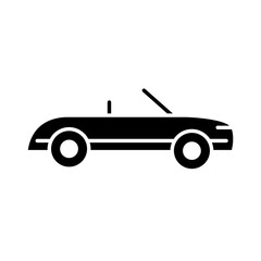Fototapeta na wymiar convertible car sport, side view silhouette icon isolated on white background