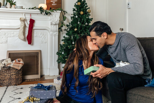 Kissing Couple During Christmas