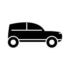 coupe car transport, side view silhouette icon isolated on white background