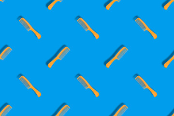 Seamless patterns. Seamless background from hairdressing combs. Combs background.