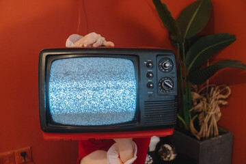retro television in hand