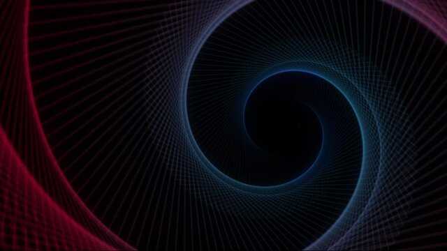 Abstract Spiral Background Fx Loop Animation/ 4k animation of an abstract 3d background with spiralling wireframe patterns spinning and seamless looping