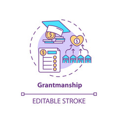 Grantmanship concept icon. Top business consulting service idea thin line illustration. Acquiring financial grants. Funding structures. Vector isolated outline RGB color drawing. Editable stroke