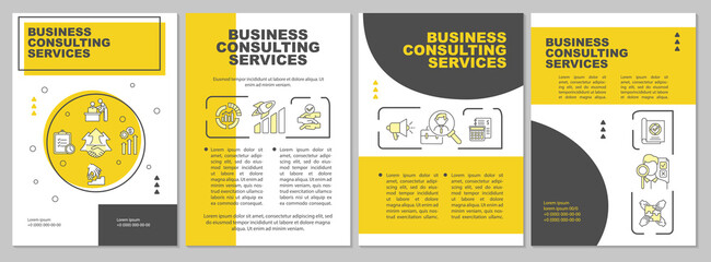 Business digital services brochure template. Minimization of losses flyer, booklet, leaflet print, cover design with linear icons. Vector layouts for magazines, annual reports, advertising posters