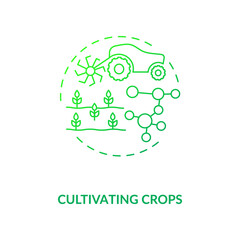 Cultivating crops concept icon. Agriculture machines tasks. Caring for or raising strong plants. Farming activities idea thin line illustration. Vector isolated outline RGB color drawing