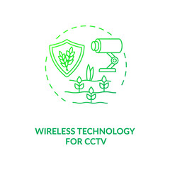 Wireless technology for CCTV concept icon. Information technology in agriculture. Modern devices for farming industry idea thin line illustration. Vector isolated outline RGB color drawing