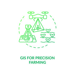 GiS for precision farming concept icon. Information technology in agriculture. Detailed analyzing of farmlands fields idea thin line illustration. Vector isolated outline RGB color drawing