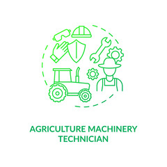 Agriculture machinery technician concept icon. Top agriculture careers. Working with different farming technologies idea thin line illustration. Vector isolated outline RGB color drawing