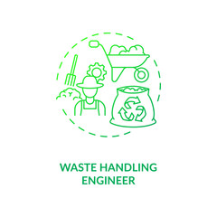 Waste handling engineer concept icon. Top agriculture careers for future students. Organise and manage waste disposal idea thin line illustration. Vector isolated outline RGB color drawing