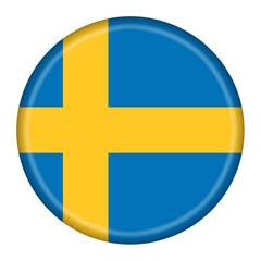 Sweden flag button 3d illustration with clipping path