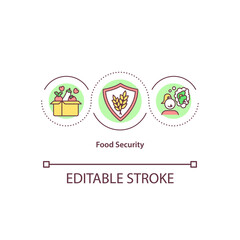Food security concept icon. Hunger and malnutrition protection. Affordability and nutrition idea thin line illustration. Vector isolated outline RGB color drawing. Editable stroke.