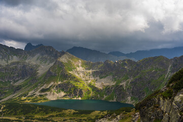 Naklejka na ściany i meble Beautiful view of rocky mountains and lakes in the High Tatras National Park in Poland